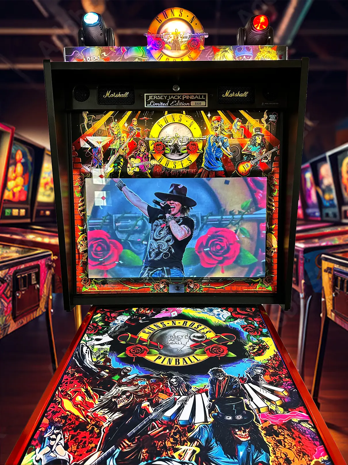 Guns N' Roses Topper Pinball Acrylic LED Topper, with Metal Base Bracket for Stern Pinball Machine, Pinball Topper FYLZGO Signs