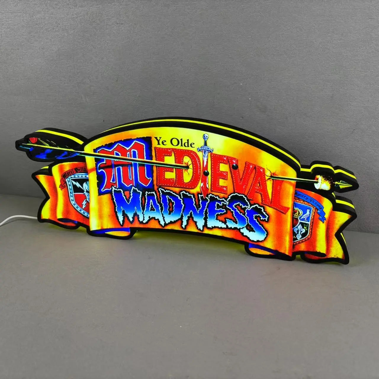 Medieval Madness Logo Led lightbox for Pinball Machine, 3D Printed Lightbox USB Powered & Full Dimmable FYLZGO Signs