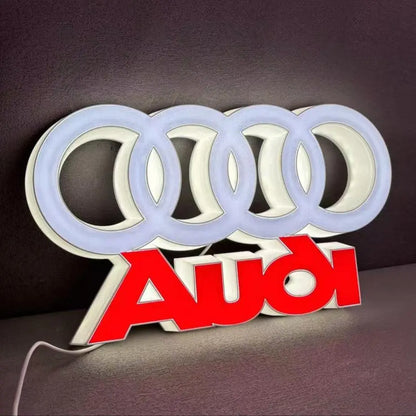 Audi LED Logo Lamp High-Quality Car Decor Great Gift for Audi Enthusiasts FYLZGO Signs