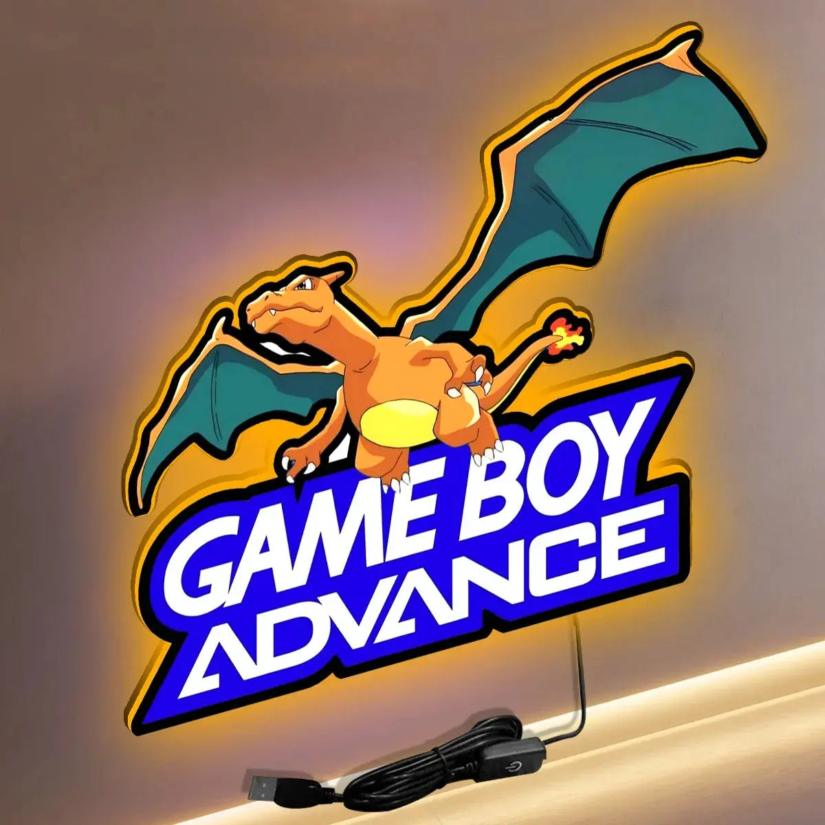 Gameboy advance Pokemon Red Version Rouge Feu LED Light Box, Perfect for Game Room FYLZGO Signs