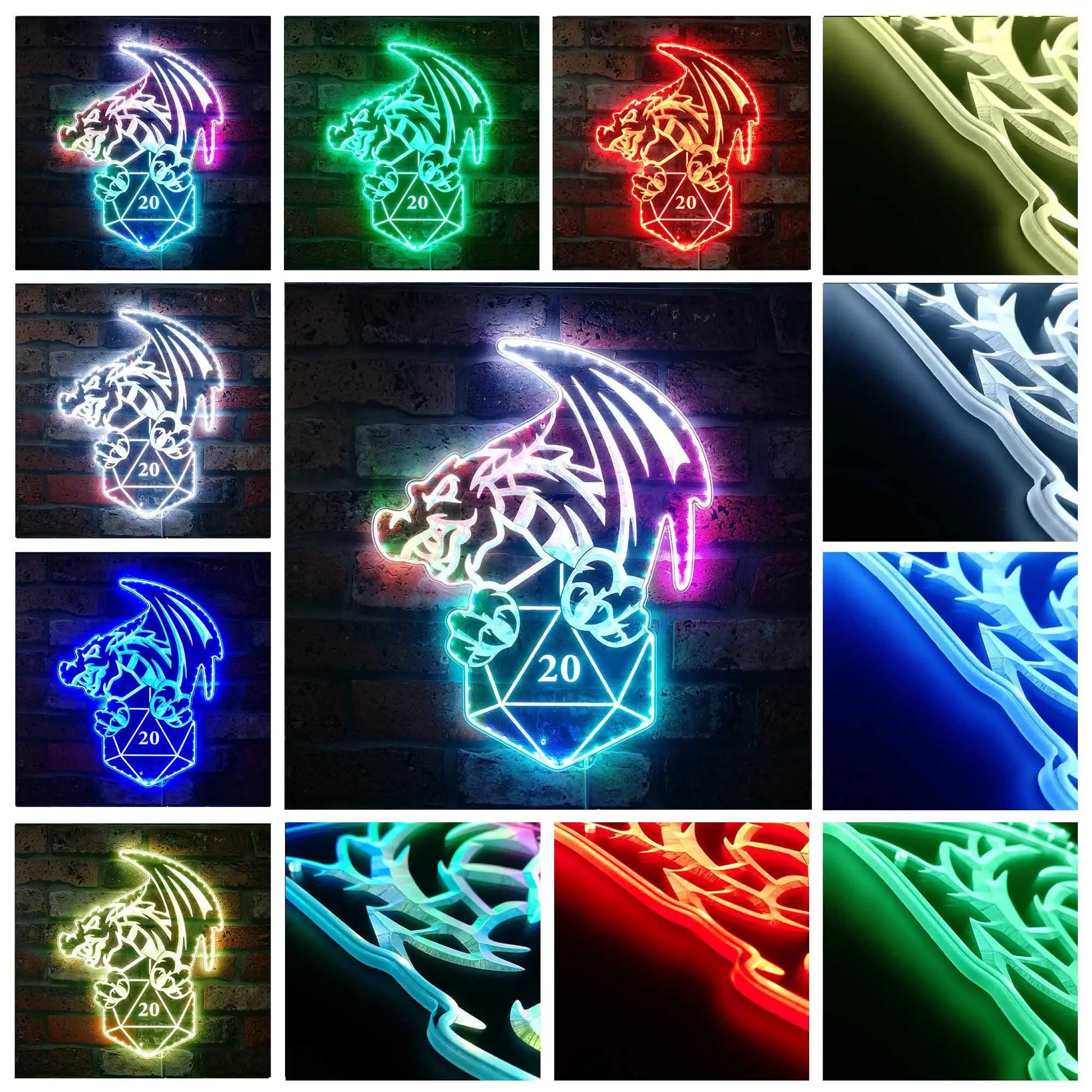 DND Dungeons and Dragons D20 RGB LED Sign FYLZGO Signs