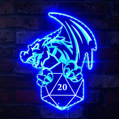 DND Dungeons and Dragons D20 RGB LED Sign FYLZGO Signs