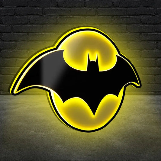 Batman LED Logo Lightbox Large Size 3D Printed Lightbox LED Light Box Fully Dimmable & USB Powered FYLZGO Signs
