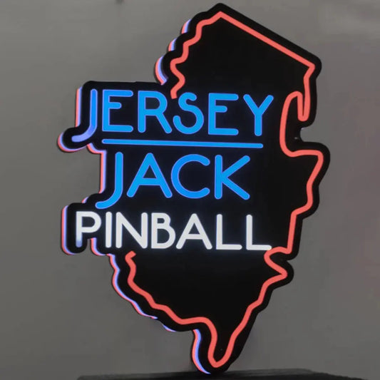 Jersey Jack Pinball Logo Pin-Sign 3D Printed LED Lightbox Game Lightbox Logo 3D LED Light Box Retro Mega Drive Logo LED Lightbox Arcade Games Lightbox FYLZGO Signs