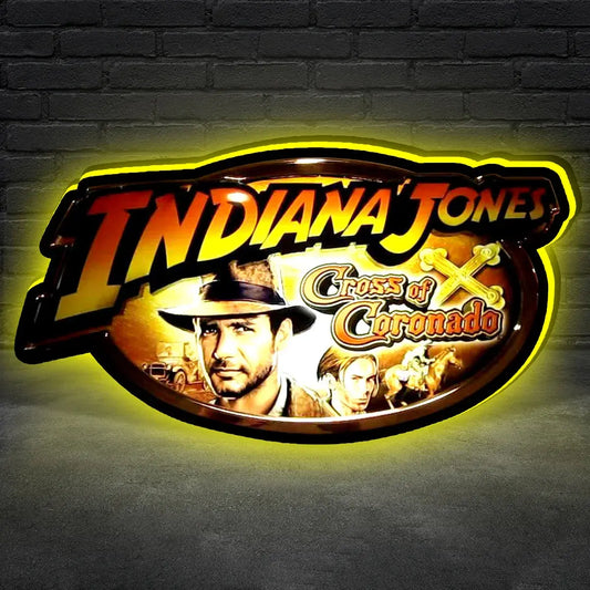 Indiana Jones Topper LED Light Box Fully Darkable USB Powered, Indiana Jones Pinball Topper FYLZGO Signs