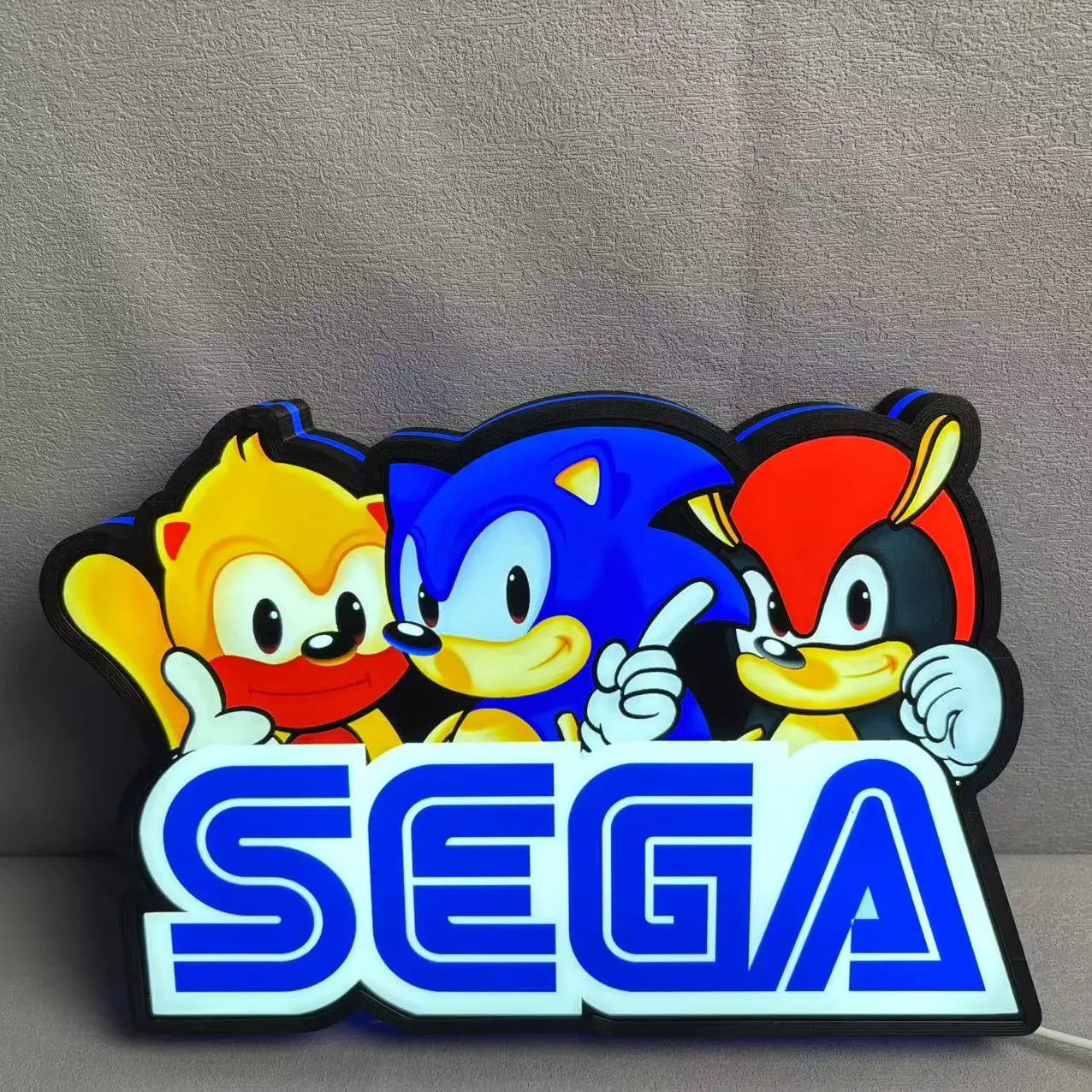 SegaSonic the Hedgehog 3D Printed LED Lightbox Game Lightbox FYLZGO Signs