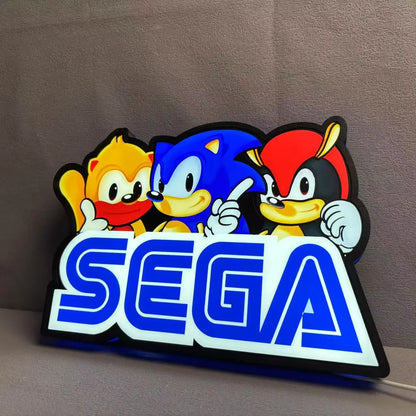 SegaSonic the Hedgehog 3D Printed LED Lightbox Game Lightbox FYLZGO Signs