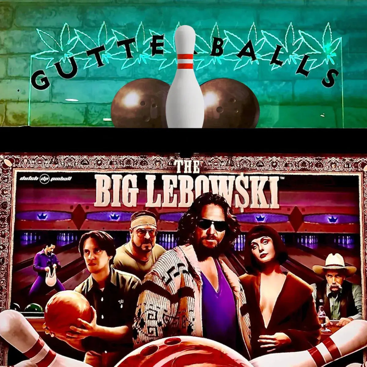 GUTTERBALLS Topper 3D Acrylic LED Topper, for The Big Lebowski Pinball Machine, The Dutch Pinball Pinball machine, Pinball Topper FYLZGO Signs