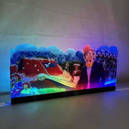 Willy Wonka and the Chocolate Factory Lit Topper 3D Acrylic LED Topper, For Jersey Jack Pinball Mahine, Pinball Topper FYLZGO Signs