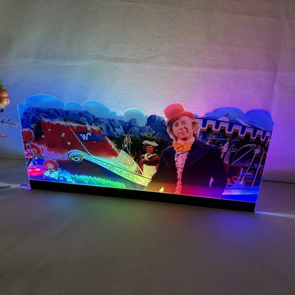 Willy Wonka and the Chocolate Factory Lit Topper 3D Acrylic LED Topper, For Jersey Jack Pinball Mahine, Pinball Topper FYLZGO Signs