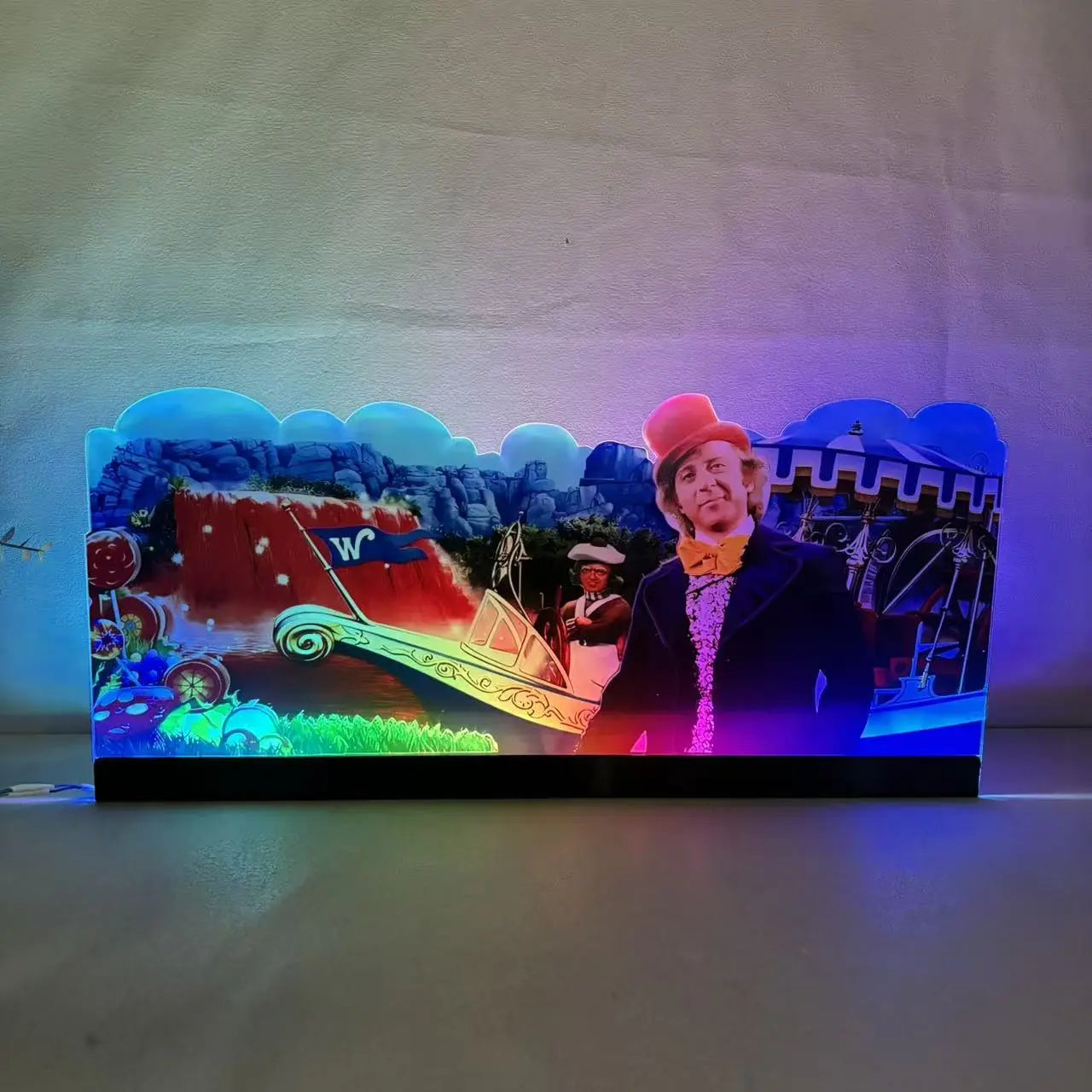 Willy Wonka and the Chocolate Factory Lit Topper 3D Acrylic LED Topper, For Jersey Jack Pinball Mahine, Pinball Topper FYLZGO Signs