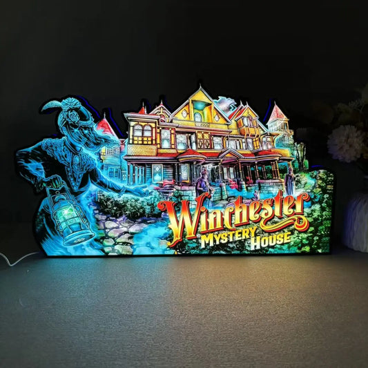 Winchester Mystery House Pinball Topper Lightbox for Barrel of Fun Pinball Machine, Arcade Gaming Light box for Man's Cave FYLZGO Signs