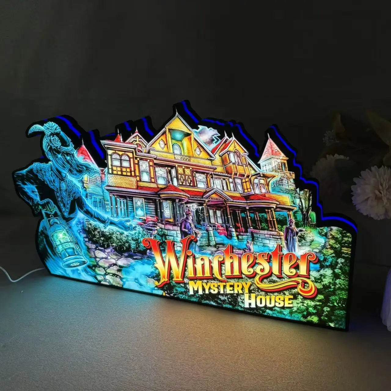 Winchester Mystery House Pinball Topper Lightbox for Barrel of Fun Pinball Machine, Arcade Gaming Light box for Man's Cave FYLZGO Signs