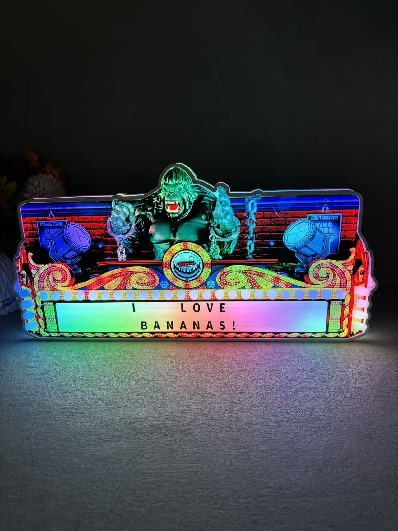 New Arrival King Kong Pinball 3D LED Light Box, for Stern Pinball Arcade Game fans,  Pinball Arcade Decor NEOUNIK Signs
