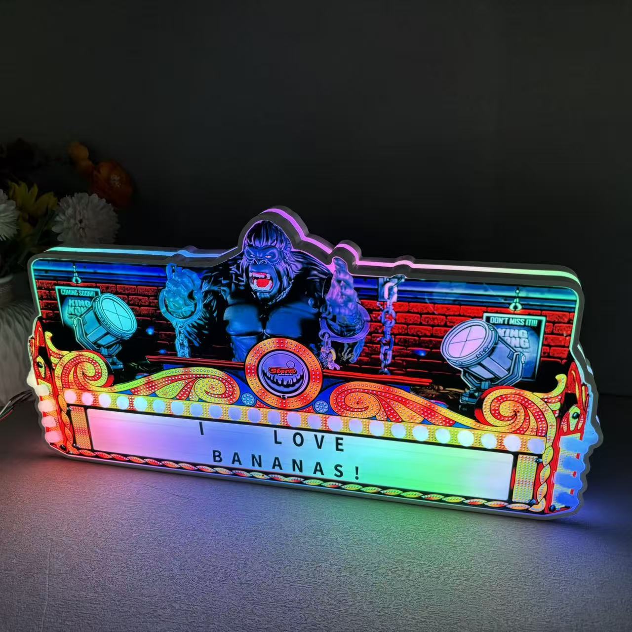 New Arrival King Kong Pinball 3D LED Light Box, for Stern Pinball Arcade Game fans,  Pinball Arcade Decor NEOUNIK Signs