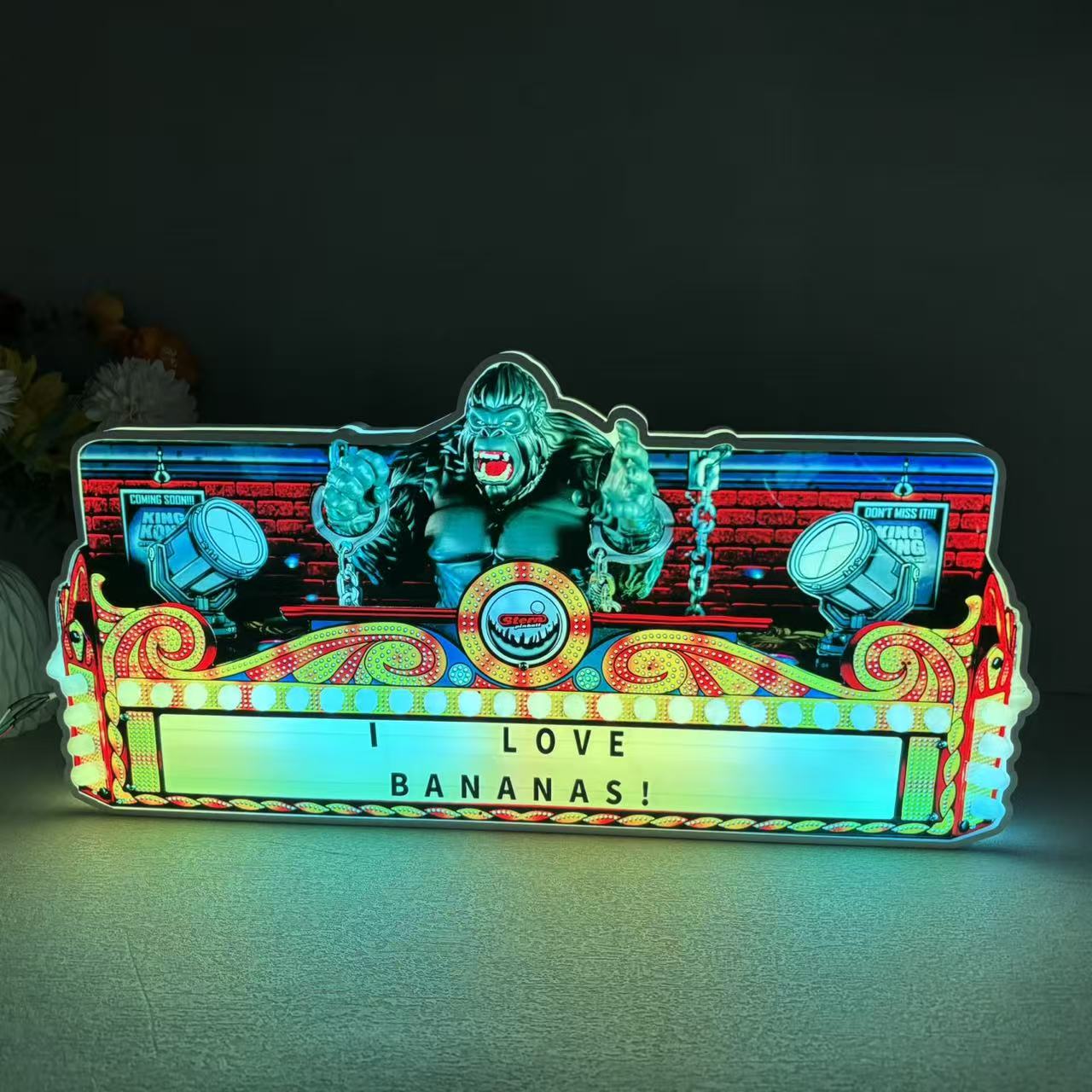 New Arrival King Kong Pinball 3D LED Light Box, for Stern Pinball Arcade Game fans,  Pinball Arcade Decor NEOUNIK Signs