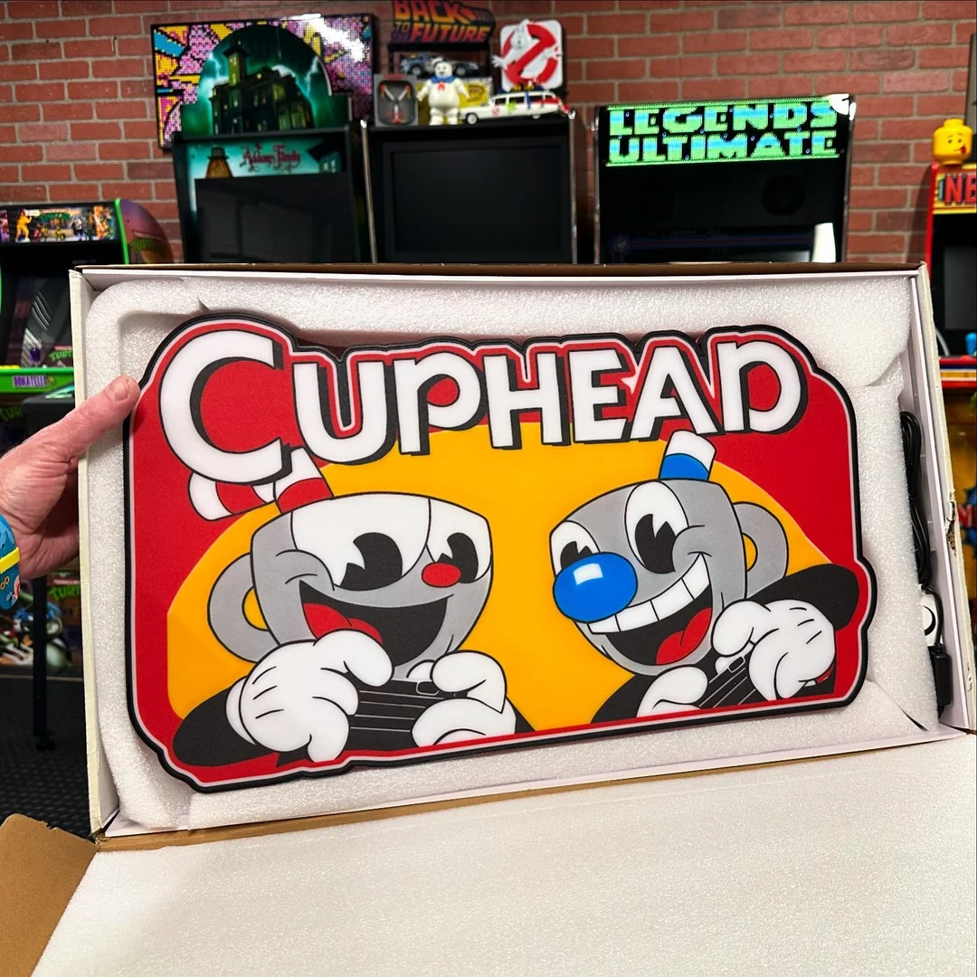 Cuphead Pinball 3D LED Light Box, for Pinball Arcade Game fans,  Pinball Arcade Decor NEOUNIK Signs