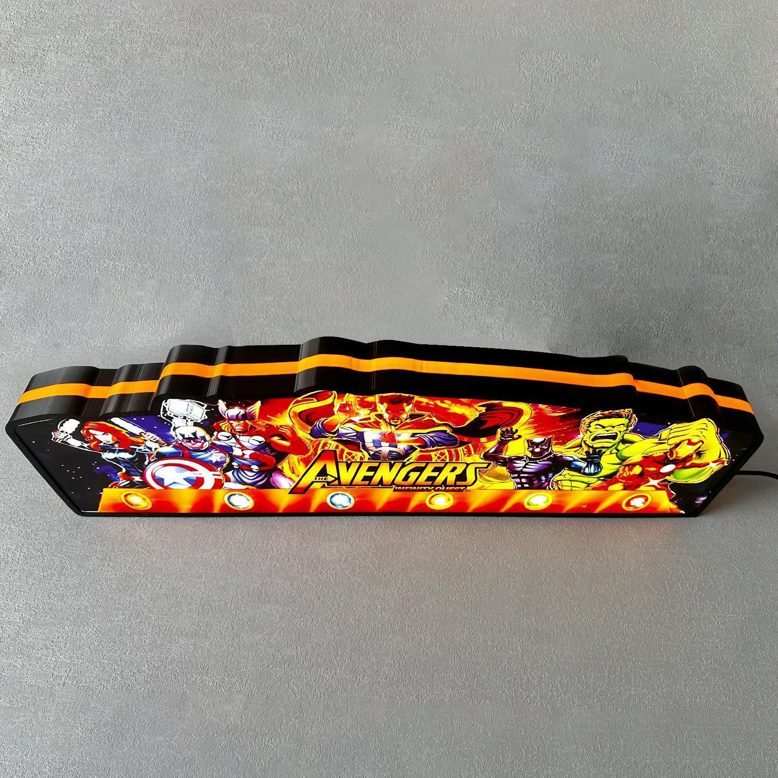 New Arrival Avengers Infinity Quest Pinball Topper 3D printed lightbox art Marvel LED, Dimmable, and USB powered FYLZGO Signs