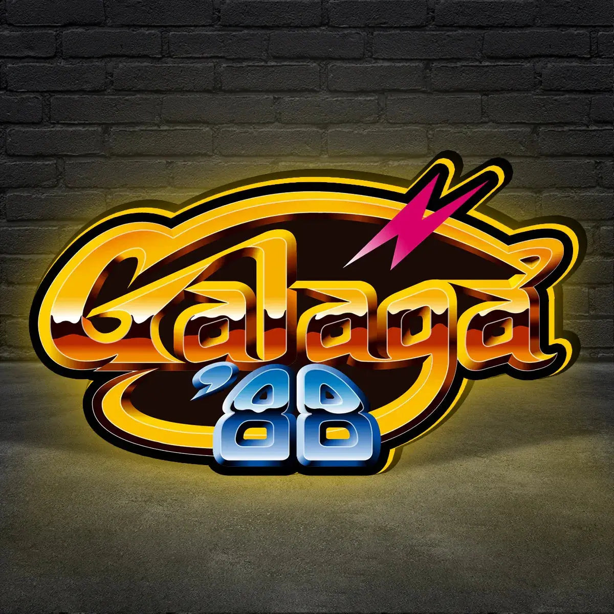 Galaxian Logo 3D Printed LED Lightbox for Gaming Room Decor, Galaga Classic Arcade Gaming Lightbox FYLZGO Signs