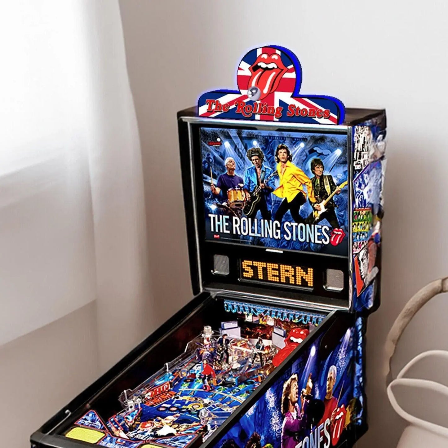 Rolling Stone Pinball Topper 3D Printed LED Light Box with Iconic Lips-and-Tongue Logo, Rock 'n' Roll Fun, Pinball Arcade Decor FYLZGO Signs