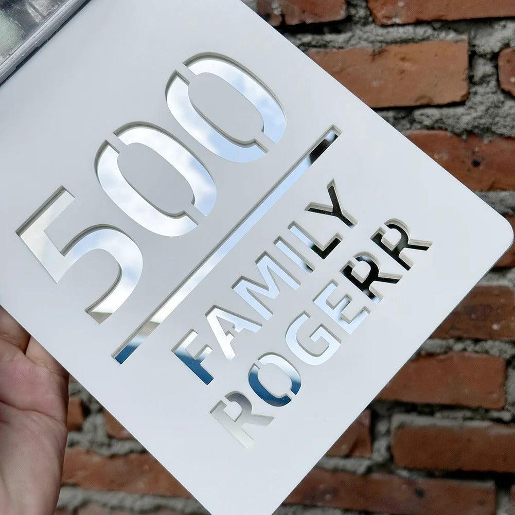 Personalized Solar House Sign LED Light Acrylic Plate Customized Address Plaque FYLZGO Custom