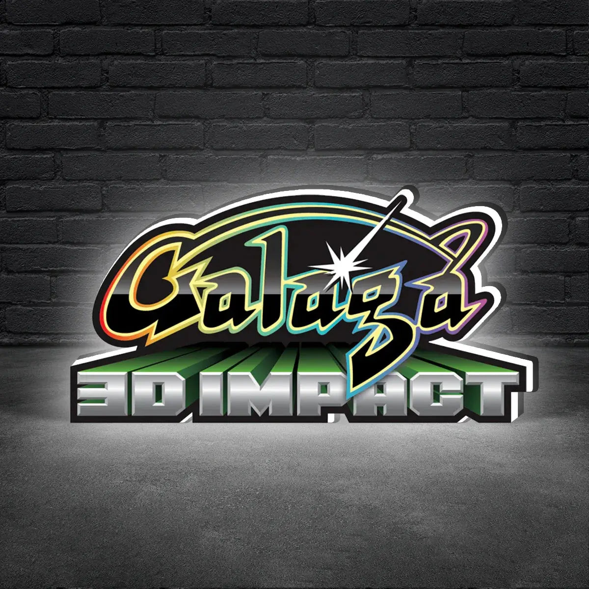 Galaxian Logo 3D Printed LED Lightbox for Gaming Room Decor, Galaga Classic Arcade Gaming Lightbox FYLZGO Signs