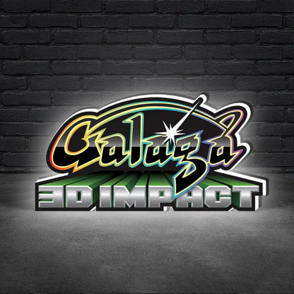 Galaxian Logo 3D Printed LED Lightbox for Gaming Room Decor, Galaga Classic Arcade Gaming Lightbox FYLZGO Signs