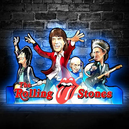 Rolling Stone Pinball Topper 3D Printed LED Light Box with Iconic Lips-and-Tongue Logo, Rock 'n' Roll Fun, Pinball Arcade Decor FYLZGO Signs