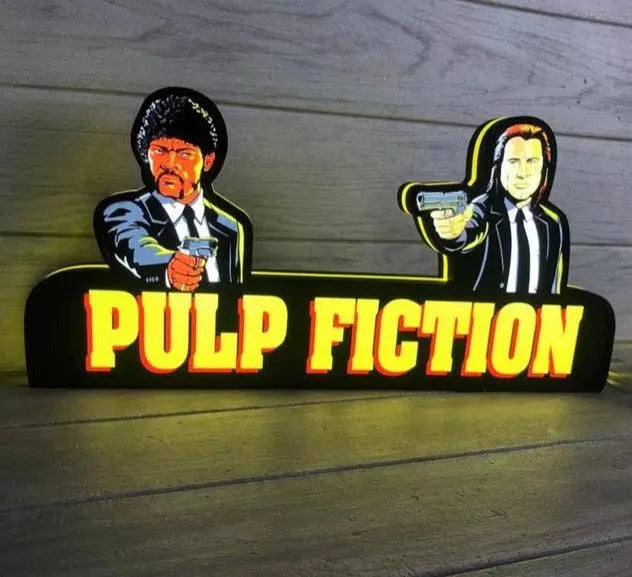 Pulp Fiction Pinball Topper Vincent & Jules 3D Printed Dome Light LED Light Box for Pinball Machine, Game Room Decor Illuminate Your Game Room FYLZGO Signs