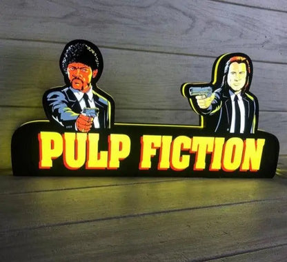 Pulp Fiction Pinball Topper Vincent & Jules 3D Printed Dome Light LED Light Box for Pinball Machine, Game Room Decor Illuminate Your Game Room FYLZGO Signs