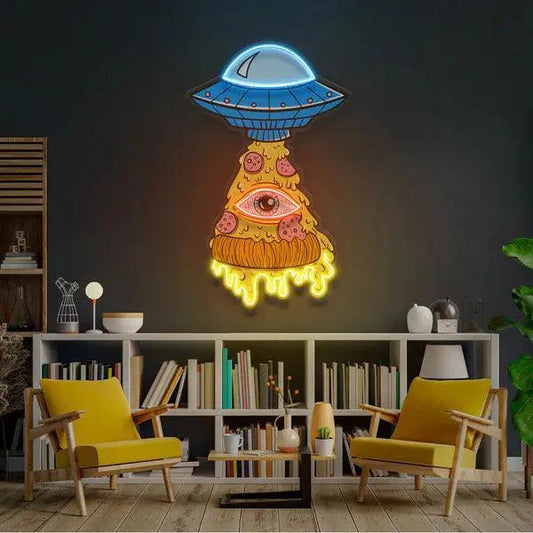 Pizza UFO UV Printed Neon Sign Decor - FYLZGO Signs