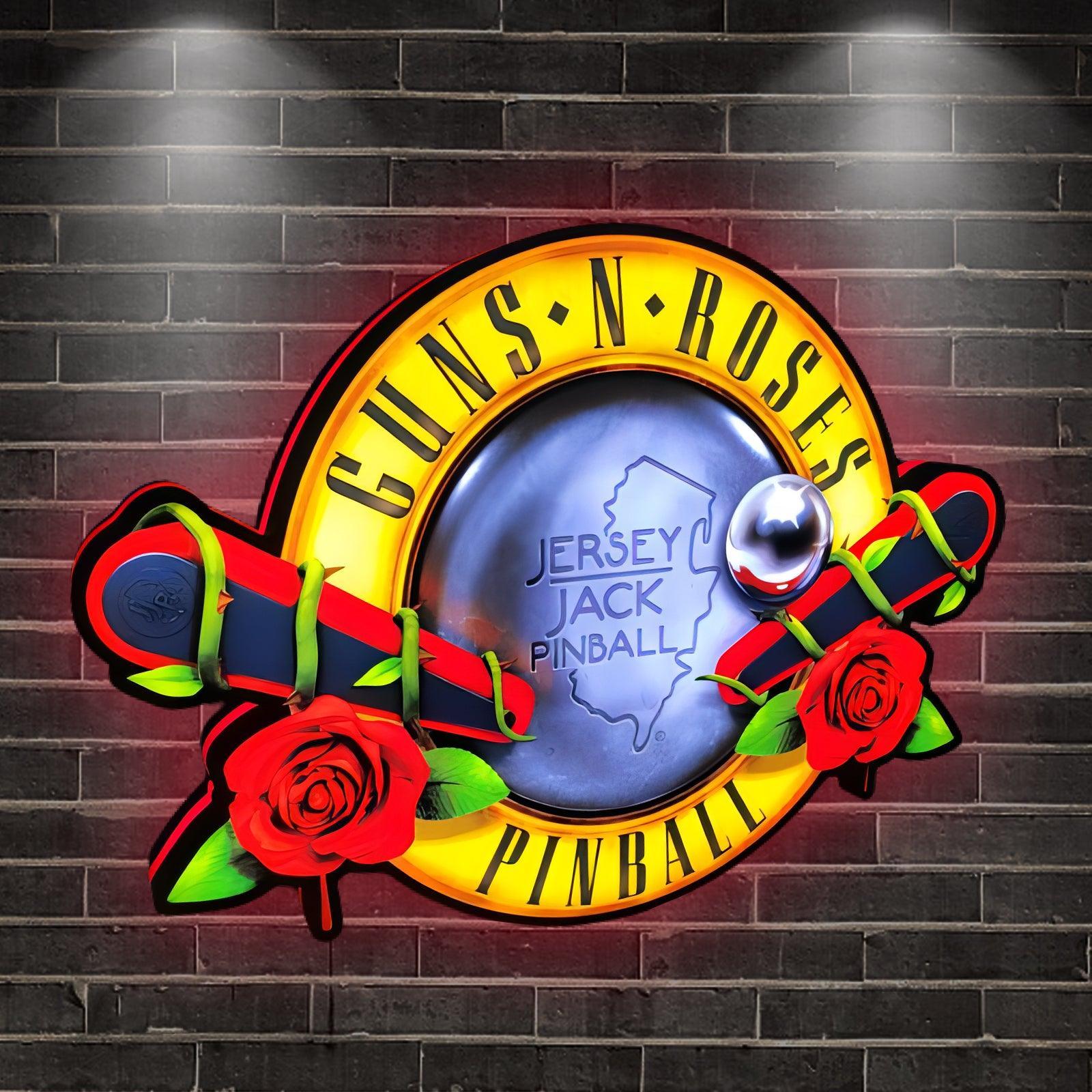 Custom Guns N' Roses by Jersey Jack Pinball 3D Logo Business Lightbox Nightlight Sign FYLZGO Signs