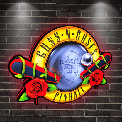 Custom Guns N' Roses by Jersey Jack Pinball 3D Logo Business Lightbox Nightlight Sign FYLZGO Signs