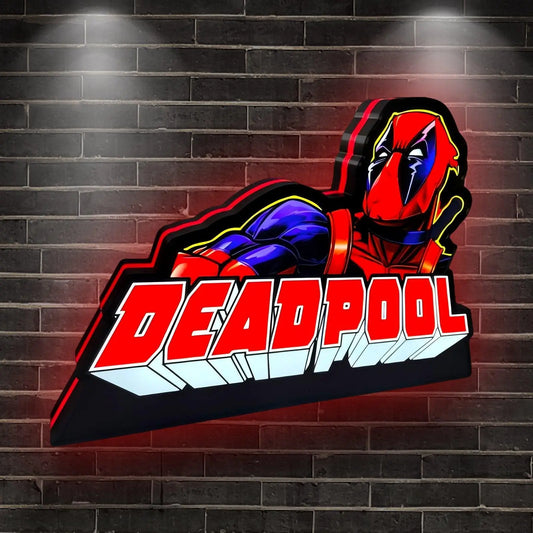 Super Hero Themed Deadpool Pinball Topper, 20 Inch LED Lightbox Pinball Topper, Functional Dimmer, 5V, USB Compatible,Super Hero Pinball Machine FYLZGO Signs