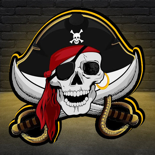 Pirates of the Caribbean Skull with swords Sign Lightbox - Living Room table light, Bedside Nightlight, desk light, Pinball LED light, Man Cave light FYLZGO Signs