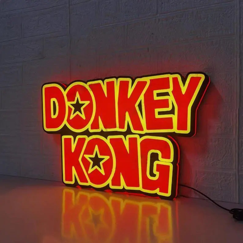 Donkey Kong Logo LED Sign, 3D Printed, USB Powered & Full Dimmable FYLZGO Signs