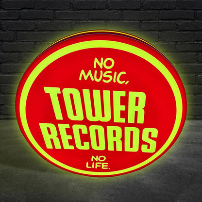 Tower Records LED Lightbox No Music, no Life Vintage Records Store LED Sign FYLZGO Signs