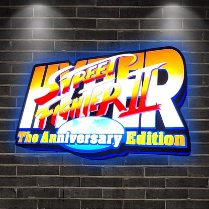 Street Fighter II The Aniversary Edition 3D Printed LED Lightbox for Gaming Room Decor FYLZGO Signs