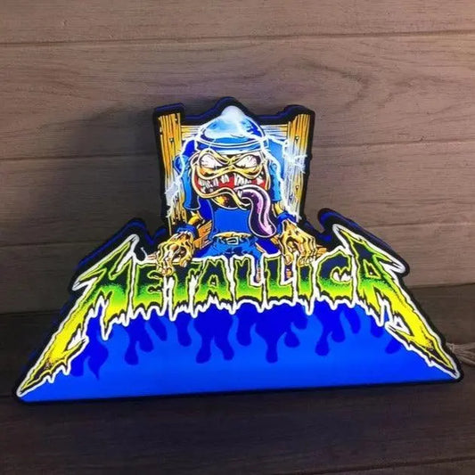 Metallica with Sparky's Electric Chair Pinball Topper 3D Printed Lightbox, USB plug Dimmer, Pinball Arcade Decor, Arcade Game Lightbox FYLZGO Signs