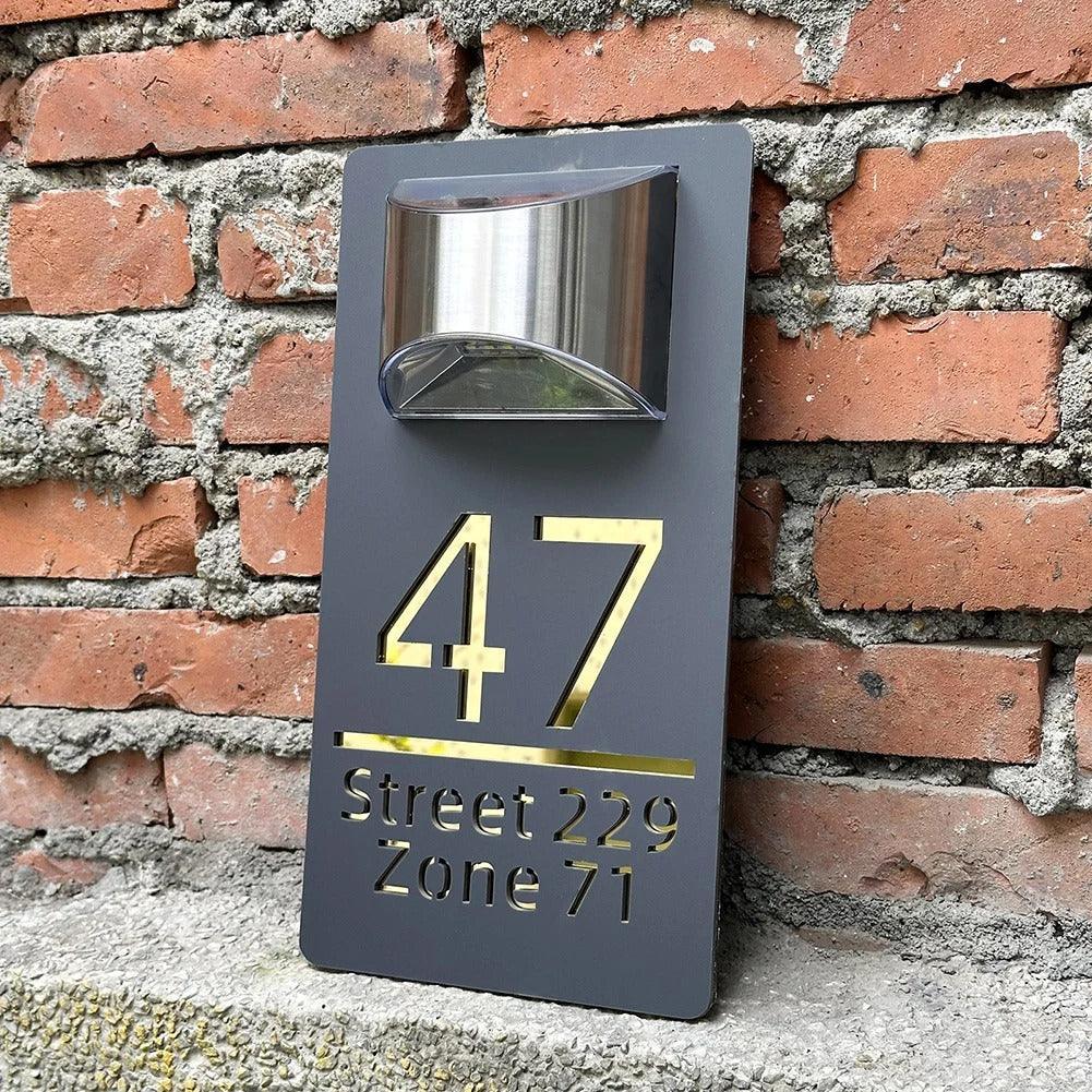 Personalized Solar House Sign LED Light Acrylic Plate Customized Address Plaque FYLZGO Custom