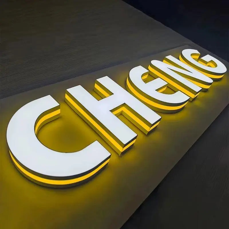 Custom LED Business Logo 3D Illuminated Letters LED Backlit Sign Business Signage Metal 3d Business Sign FYLZGO Signs