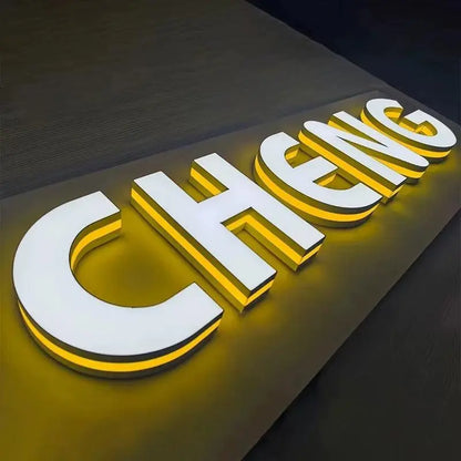 Custom LED Business Logo 3D Illuminated Letters LED Backlit Sign Business Signage Metal 3d Business Sign FYLZGO Signs