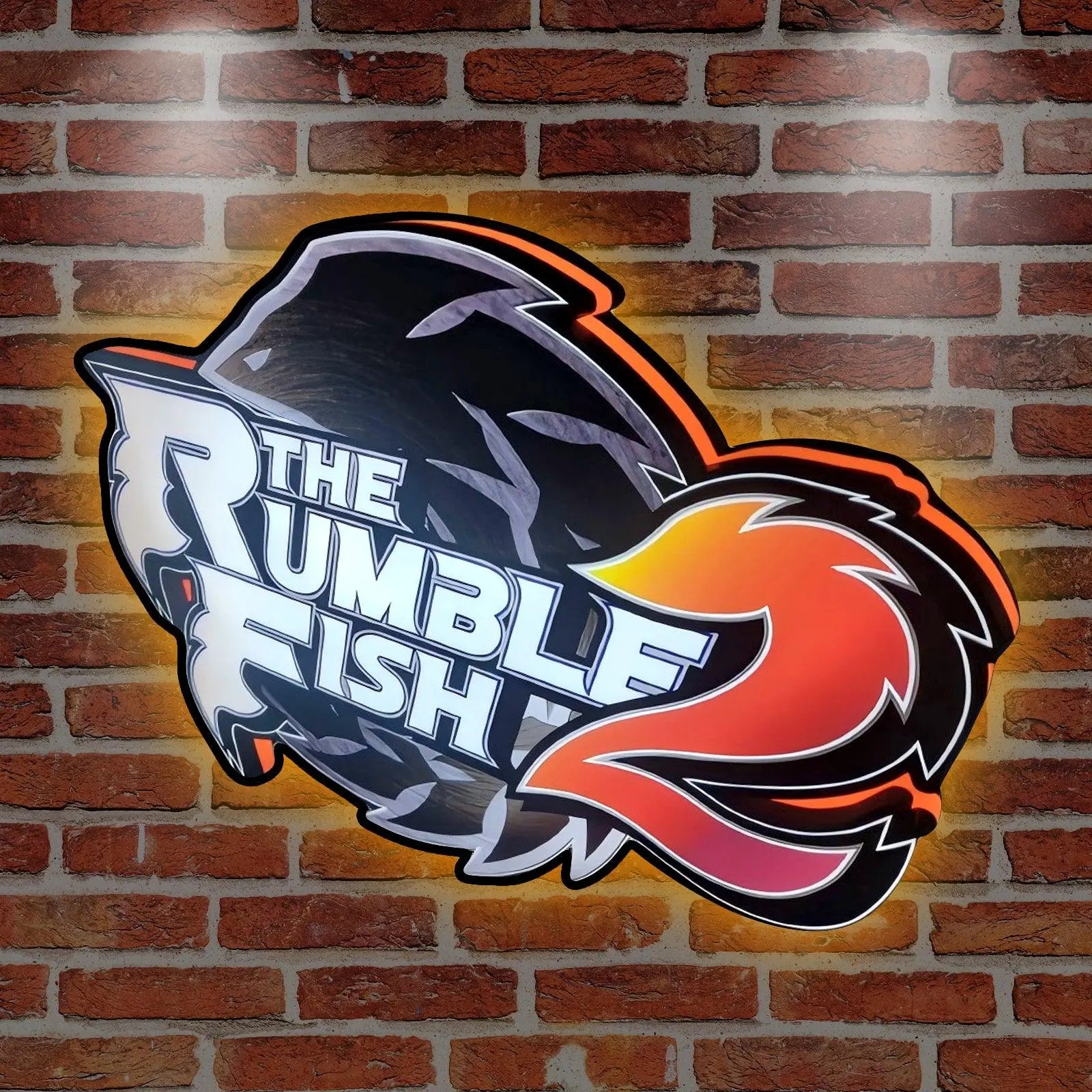 Fish Rumble II 3D Printed LED Lightbox for Gaming Room Decor FYLZGO Signs