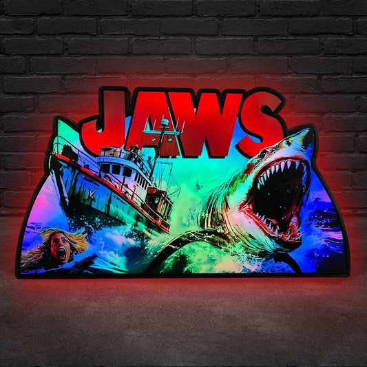 Jaws Pinball Topper, Designed for Stern Jaws Pinball 3D printed lightbox housing with RED Halo effects, LED, Dimmable, and USB powered FYLZGO Signs