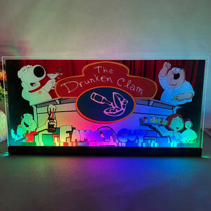 The Drunken Clam 3D Acrylic LED Topper, Family Guy Pinball Topper For  Pinball Mahine, Pinball Topper FYLZGO Signs