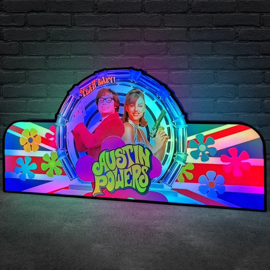 Austin Powers Pinball Topper for  Pinball Machine, 3D Printed Lightbox USB Powered & Full Dimmable FYLZGO Signs