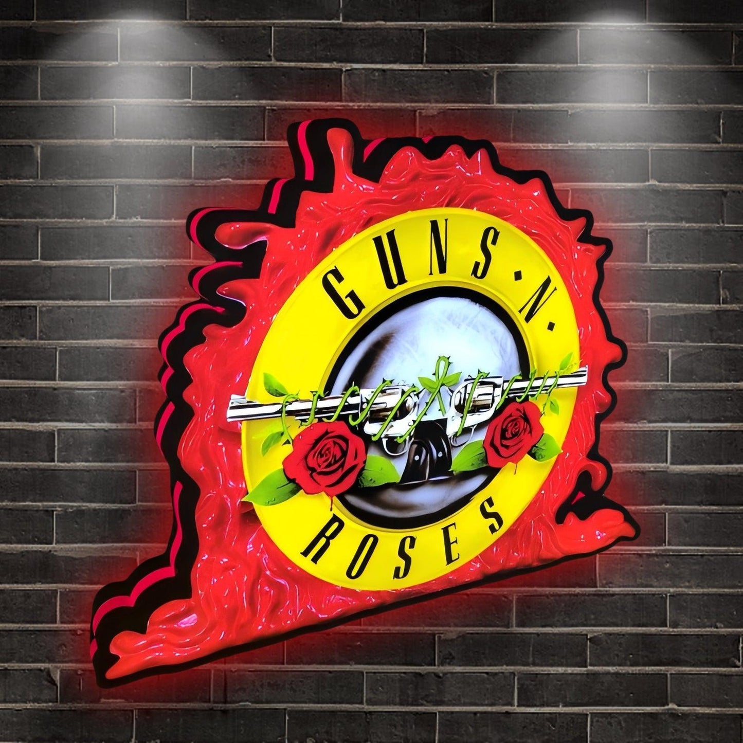 Custom Guns N' Roses by Jersey Jack Pinball 3D Logo Business Lightbox Nightlight Sign FYLZGO Signs