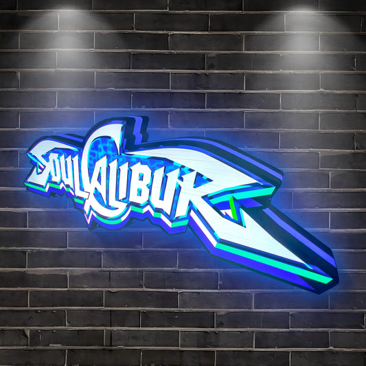 Soul Calibur 3D Printed LED Lightbox for Gaming Room Decor FYLZGO Signs