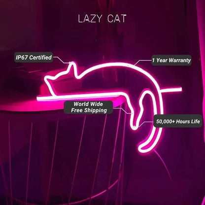 Lazy Cat Neon Signs LED Sign Club