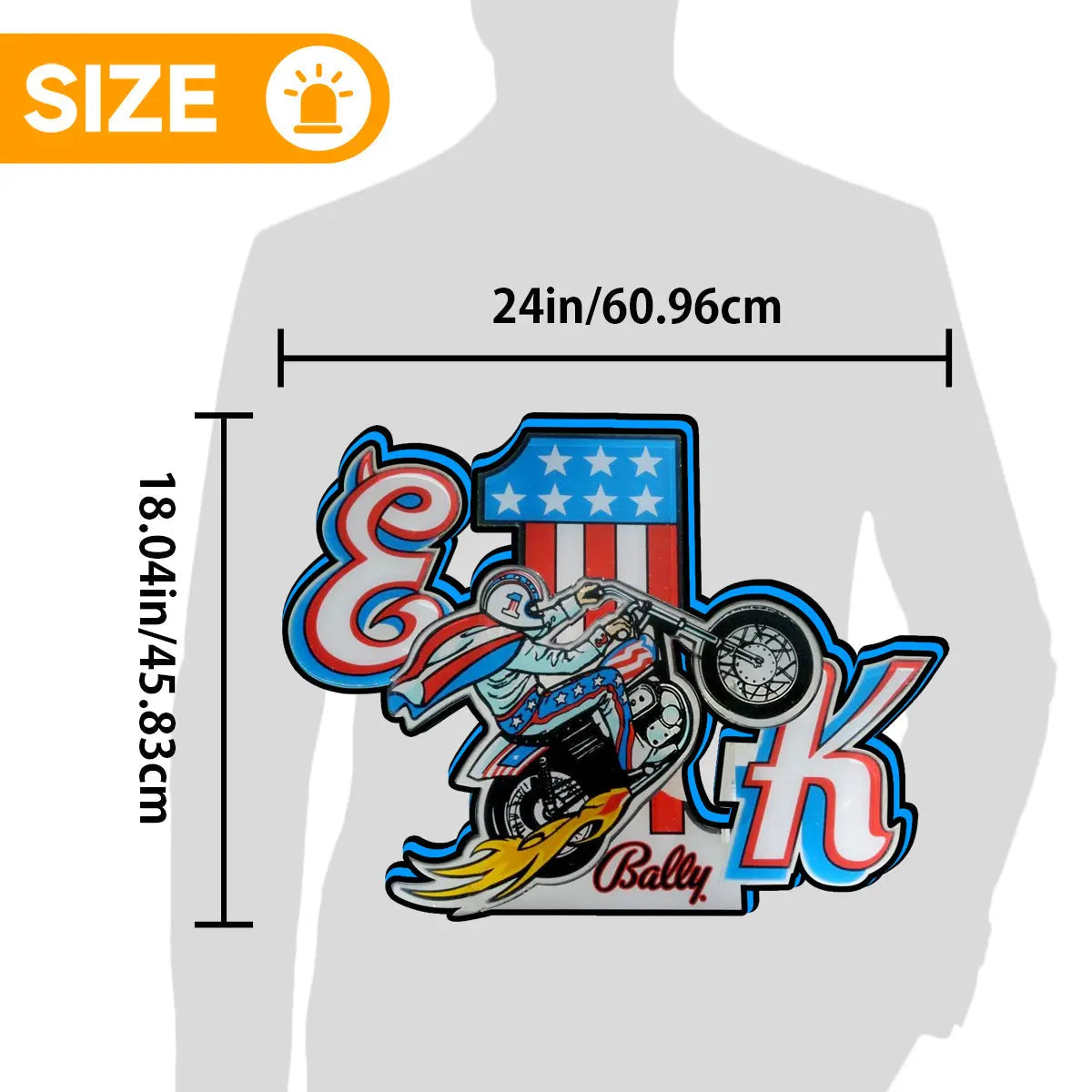 Evel Knievel Pinball Topper 3D Printed Lightbox Powered by USB Band Dimm Man's Cave FYLZGO Signs
